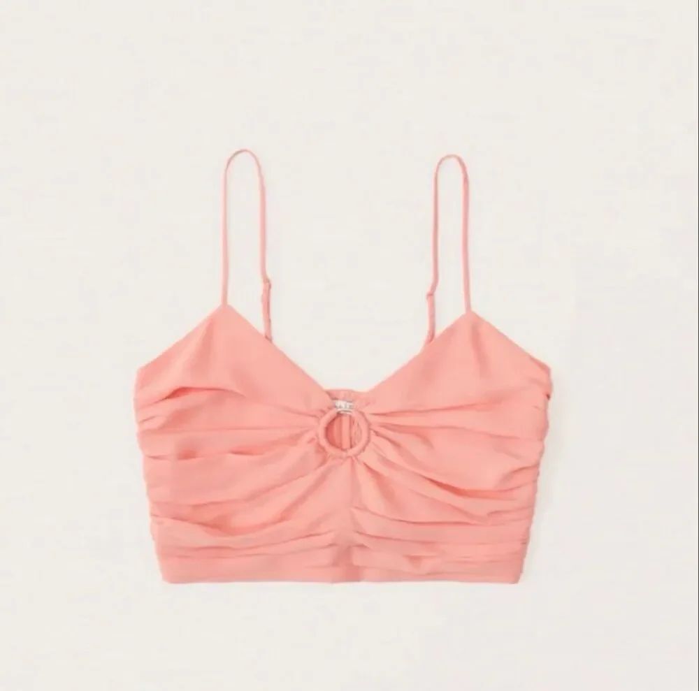 Abercrombie & Fitch Coral Pink Ruched O-Ring Cami Crop Top - NWOT - XS